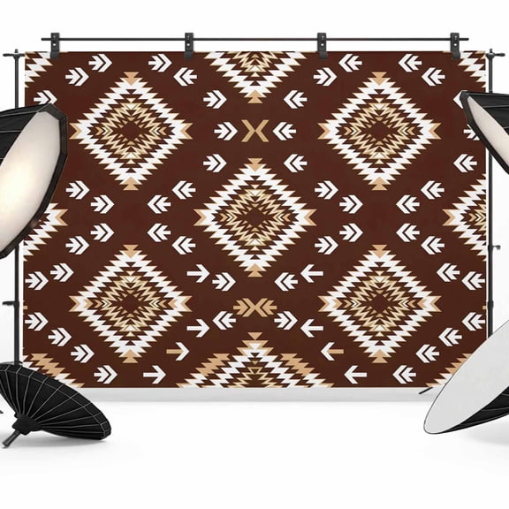 Dark Brown Rectangle Backdrop for Photography, Tribal Retro Classic Geometric Abstract Photo Backdrop Portrait Background Party Banner Photo Backgrounds for Studio Booth Props, 7x5ft