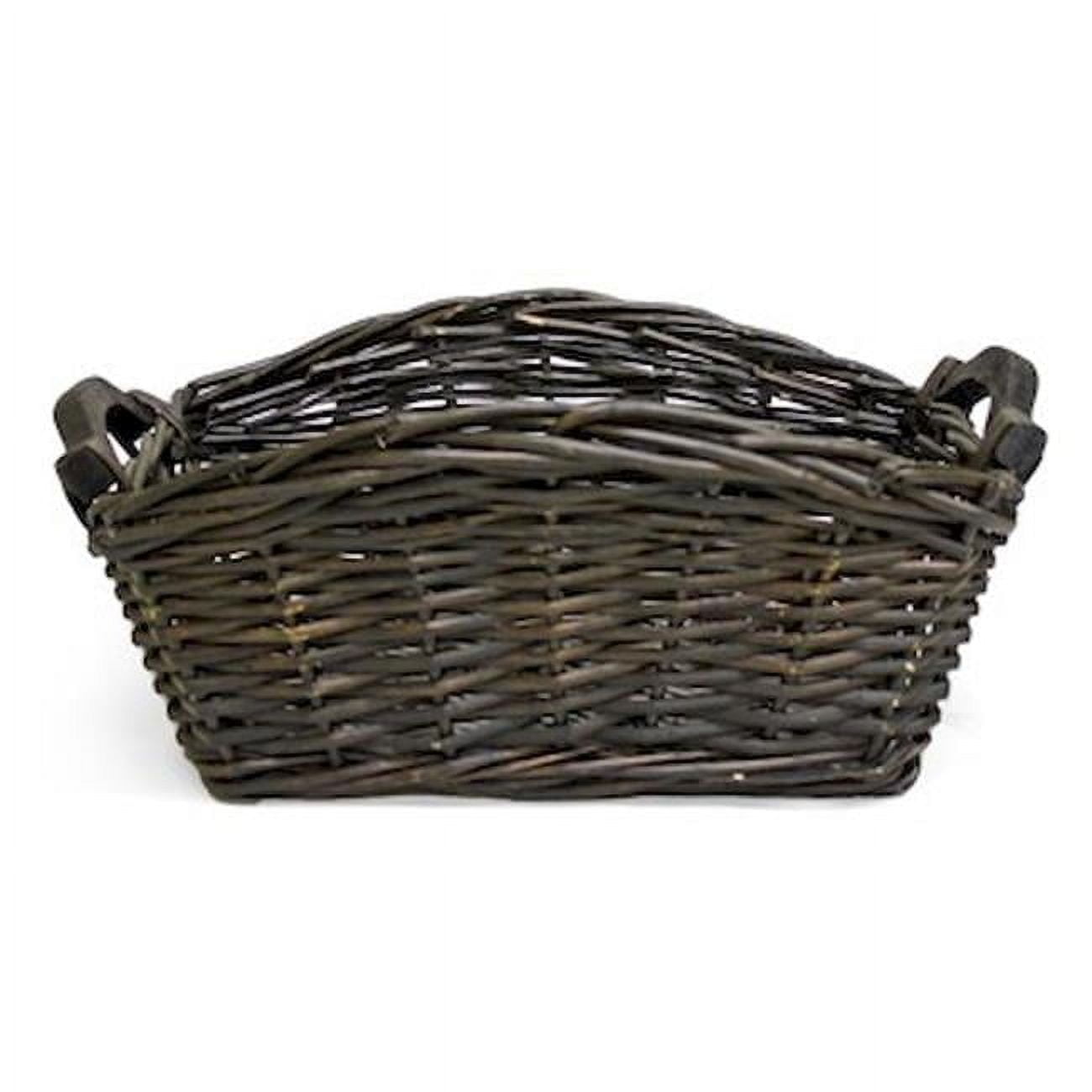 Dark Brown Rectangular Wicker Storage Basket