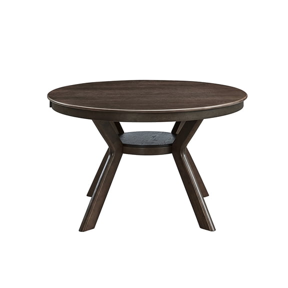 Dark Brown Round Rubber Wood Dinner Table / Easy to Assemble for Home Use
