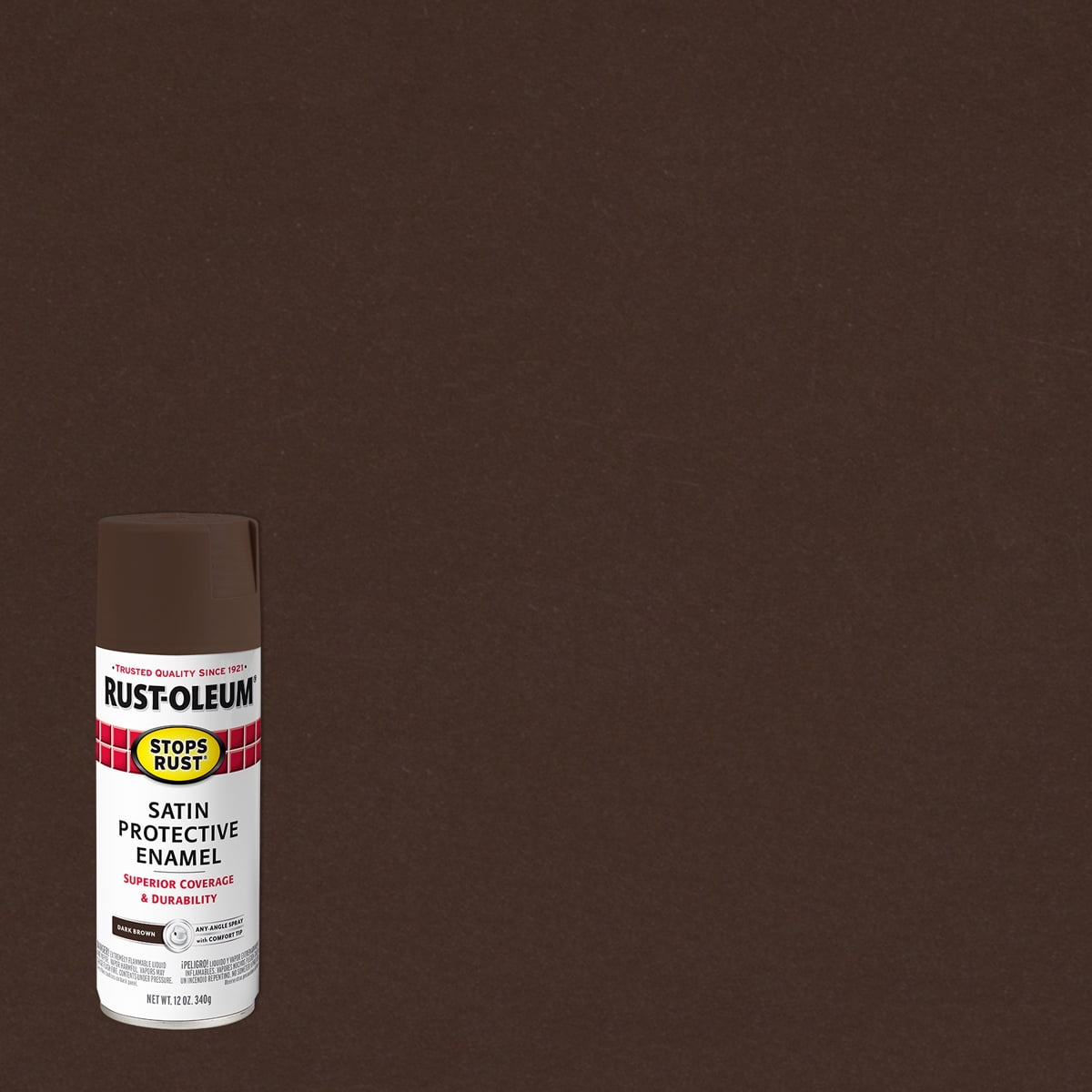 Dark Brown, RustOleum Stops Rust Satin Protective Enamel Spray Paint