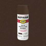 Dark Brown, Rust-Oleum Stops Rust Protective Enamel Satin Spray Paint-241239, 12 oz