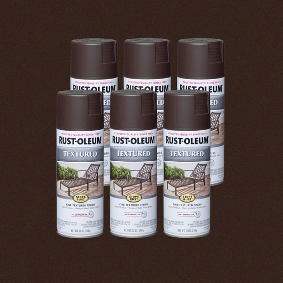 6 Pack, Dark Brown, Rust-Oleum Stops Rust Textured Protective Enamel Spray Paint-241255, 12 oz