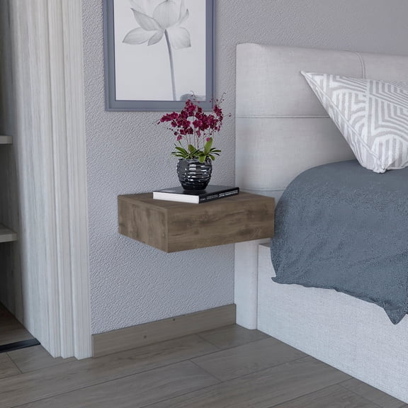 Dark Brown Side Table, Floating Nightstand With Spacious Drawer For Bedroom, Space Saving End Table Bedroom Nightstand, Roomy Storage Drawer, Wonderful