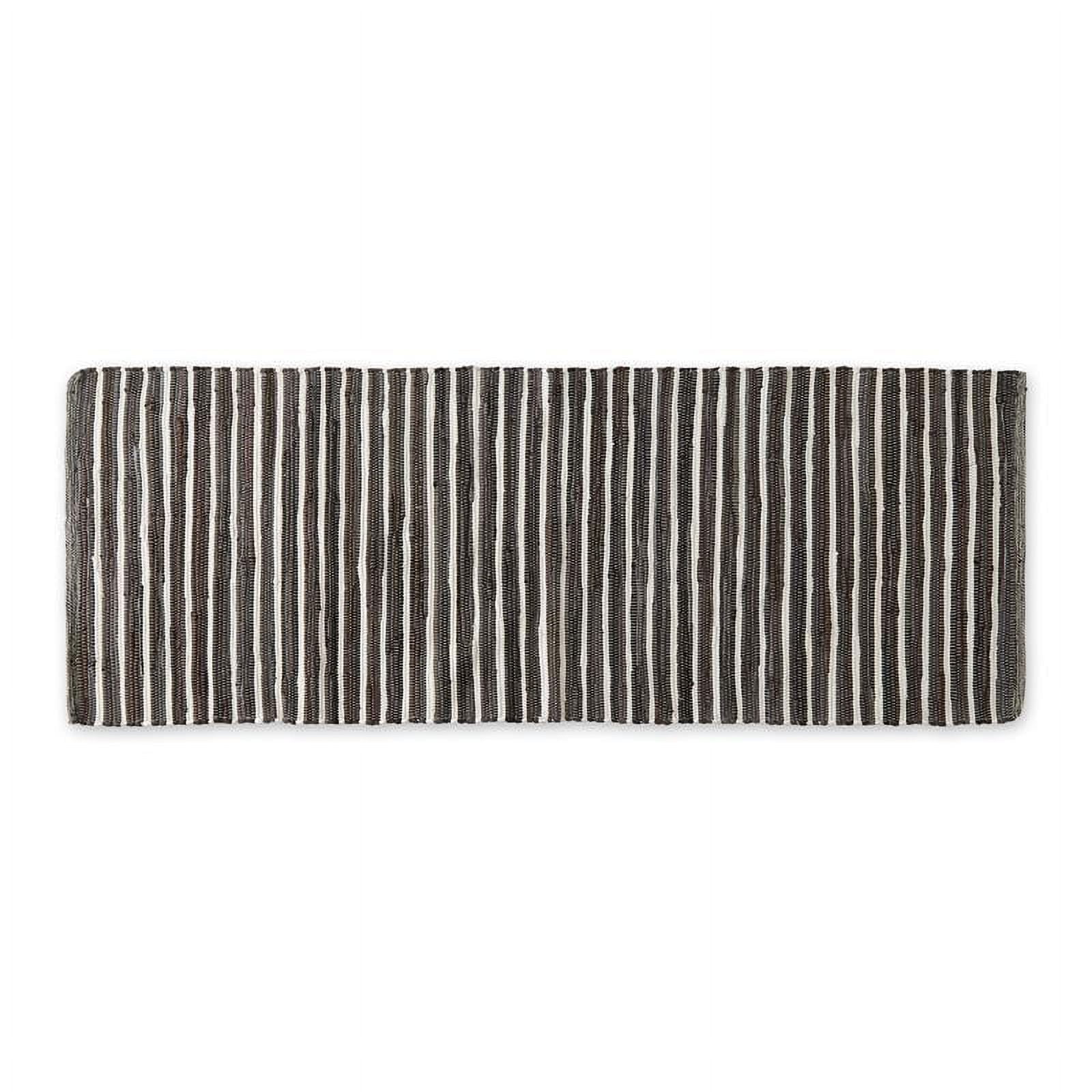 Dark Brown Slim Stripe Handmade Cotton Rug 2'3" x 6'