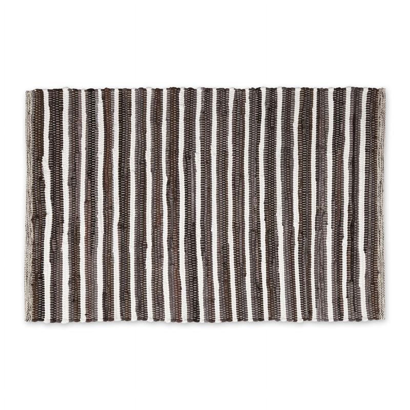 Handmade Dark Brown Stripe Cotton Chindi Rug 2x3 ft