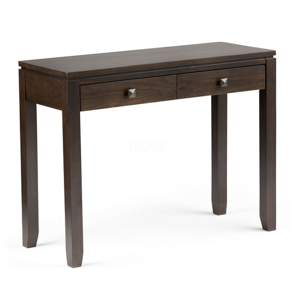 Dark Brown Sofa Table with Drawers, Solid Wood Console Table for Living Room, Entryway, or Bedroom