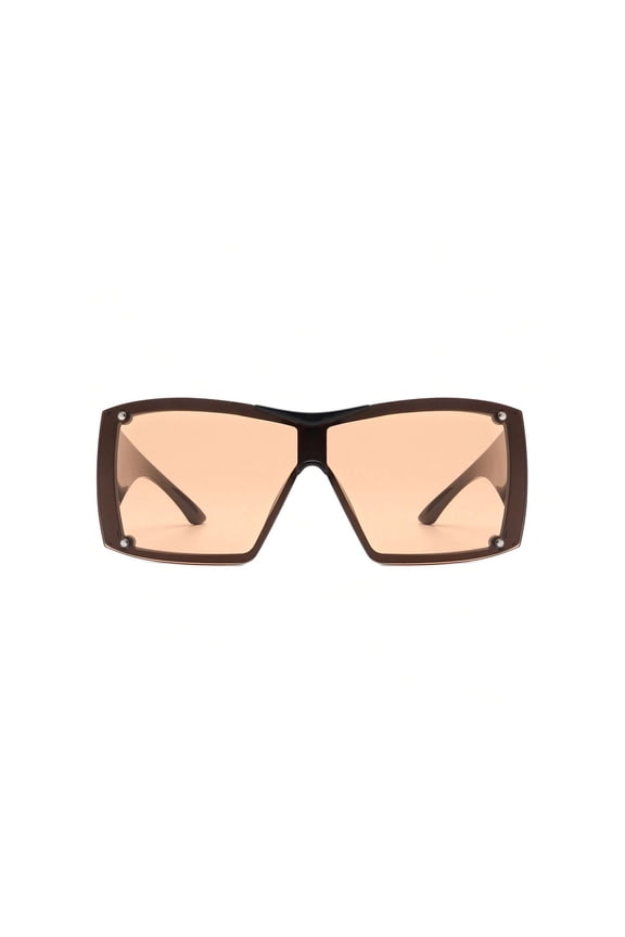Light Brown Frame Square Sunglasses - Light Lens UV Protection Casual Minimalist Daily Eyewear