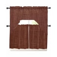 thumbnail image 1 of Dark Brown Swag Curtains for Living Room/Bedroom Windows, Vintage Country Monochrome Chocolate Color Kitchen Curtains and Valances Set 36 Inch Length, Light Filtering Swags Valance Curtain Panels, 1 of 5