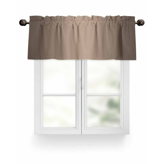 Dark Brown Valances for Windows Ombre Solid Color Gradient Modern Art Valance Rod Pocket Light Filtering Short Window Treatments Curtains for Kitchen Bathroom Living Room Bedroom, 42 x 12 Inch