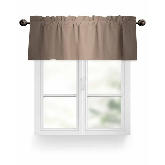 Dark Brown Valances for Windows Ombre Solid Color Gradient Modern Art Valance Rod Pocket Light Filtering Short Window Treatments Curtains for Kitchen Bathroom Living Room Bedroom, 54 x 18 Inch