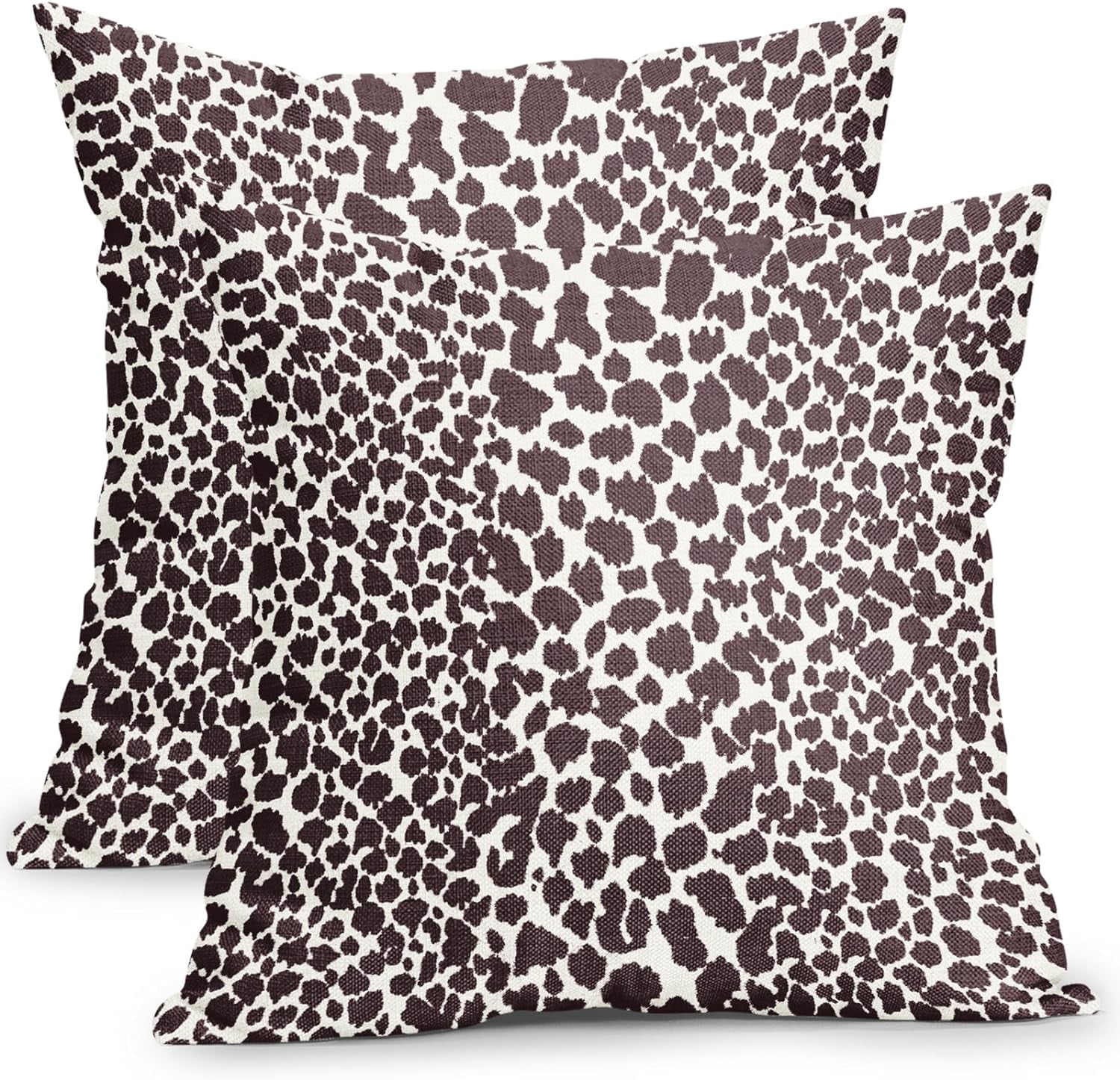 Dark Brown and White Pillow Covers 20x20 Inch Set of 2 Modern Leopard ...