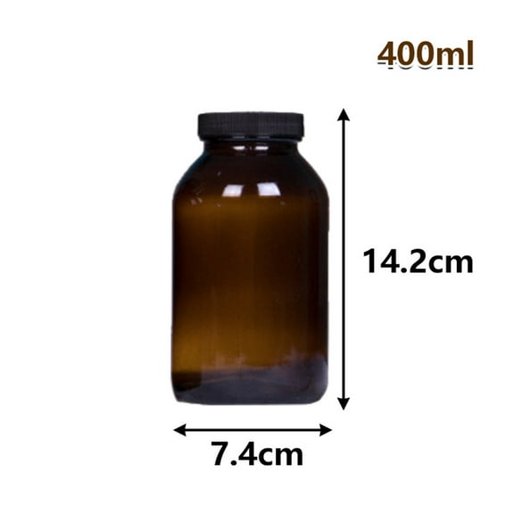 Dark Brown Wide Mouth Glass Bottle Lightproof Health Products Separate Bottling/ Brown Wide-Mouth Light-Proof Glass Bottle For Dispensing Health Products And Medicines, 400Ml
