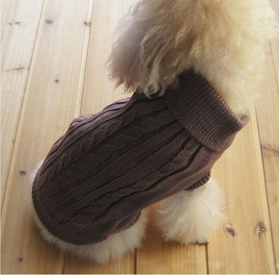 Dark Brown Winter Pet Dog Cat Warm Knitwear Sweater Coat Small Puppy M