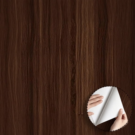 Dark Brown Wood Grain Wallpaper, Rustic Minimalist Aesthetic Peel and Stick Wallpaper, Waterproof Home Decor for Bedroom Living Room Kitchen Cabinet Drawer Rental Property 17.7 * 118 in