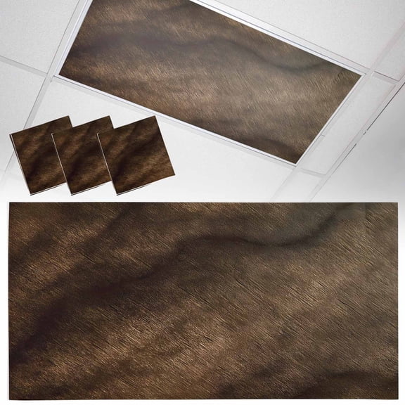 Dark Brown Wood Texture Fluorescent Light Covers Vintage Farmhouse Ombre Wood Grain Magnetic Light Filters Ceiling Lighting Panel Shade for Classroom Office Home 2 x 4 ft, 3 Pack