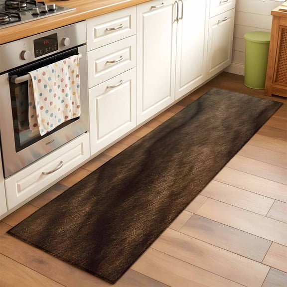 Dark Brown Wood Texture Runner Rugs 2x6 ft Vintage Farmhouse Ombre Wood Grain Washable Hallway Rugs Non-Slip Floor Mats Absorbent Carpet Bedside Runners for Bedroom Kitchen Bathroom Laundry Room