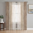 thumbnail image 1 of Dark Brown Wooden Sheer Curtains 84 Inches Long, Farmhouse Vintage Distressed Rustic Light Filtering Window Curtains for Living Room, Rod Pocket Voile Sheer Curtain Drapes, 52"W x 84"L, 2 Panels, 1 of 9