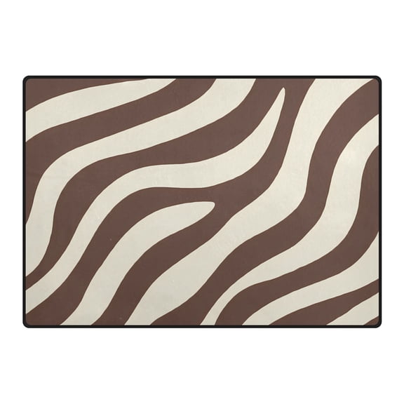 Dark Brown Zebra Pattern Area Rug 80x58 Inch Non Slip Absorbent Soft for Living Room Dining