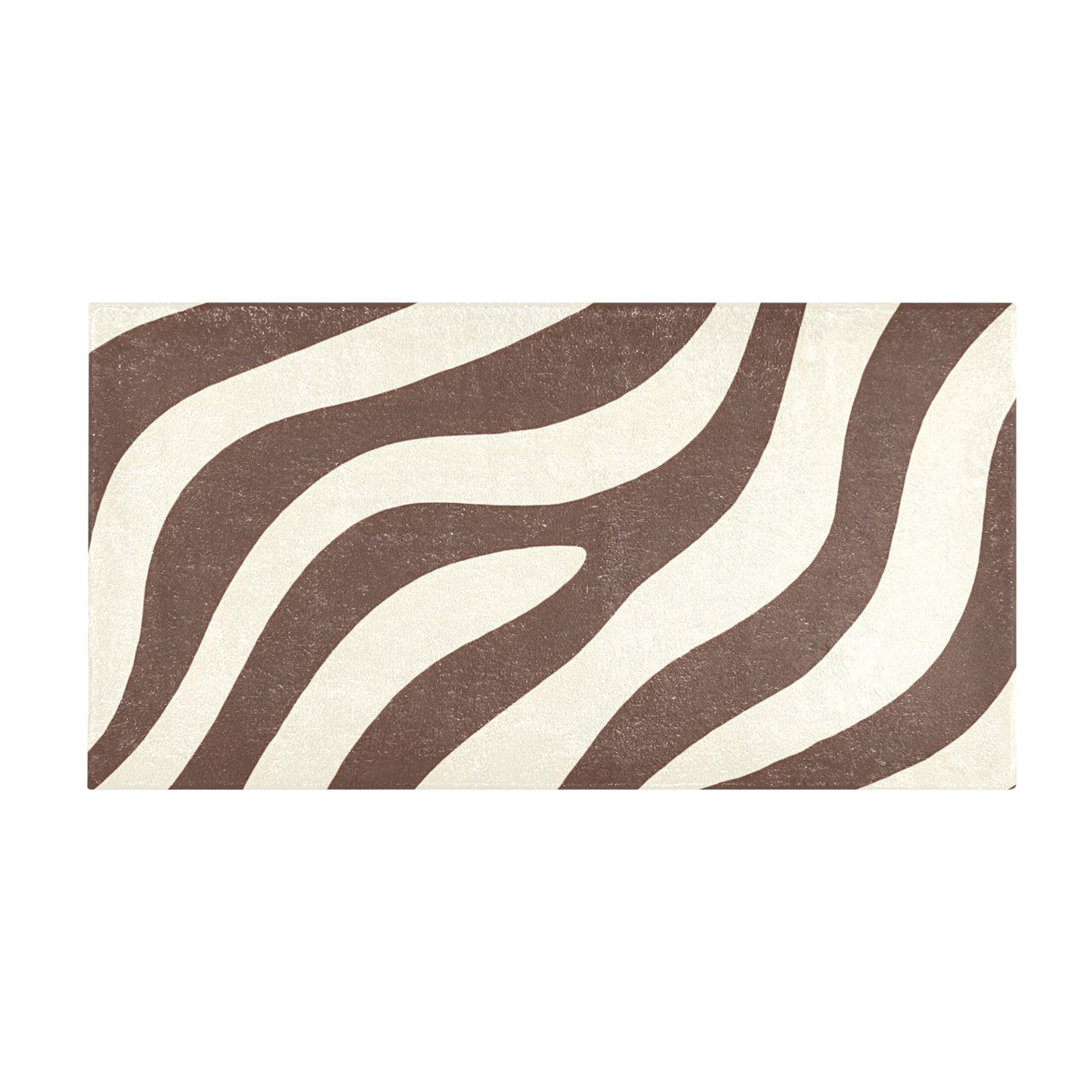 Dark Brown Zebra Pattern Bath Mat 39x20 Inch Soft Absorbent Non-Slip ...