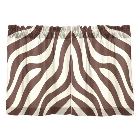 Dark Brown Zebra Pattern Tier Curtains Tier Kitchen Living Room Bedroom Balcony 2 Panels 27x24 Inch