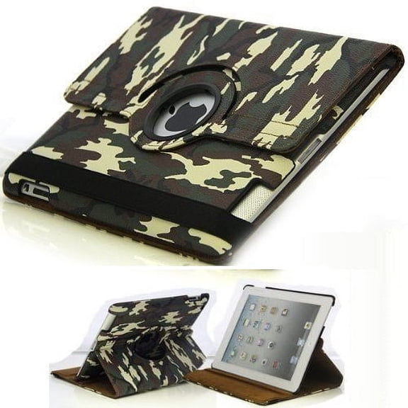 Dark Brown for iPad Mini 1st /iPad Mini 2nd /iPad Mini 3rd 360 Degree Rotating Military Stand Protective Hard-Cover Folding Case with Auto Wake/Sleep Feature