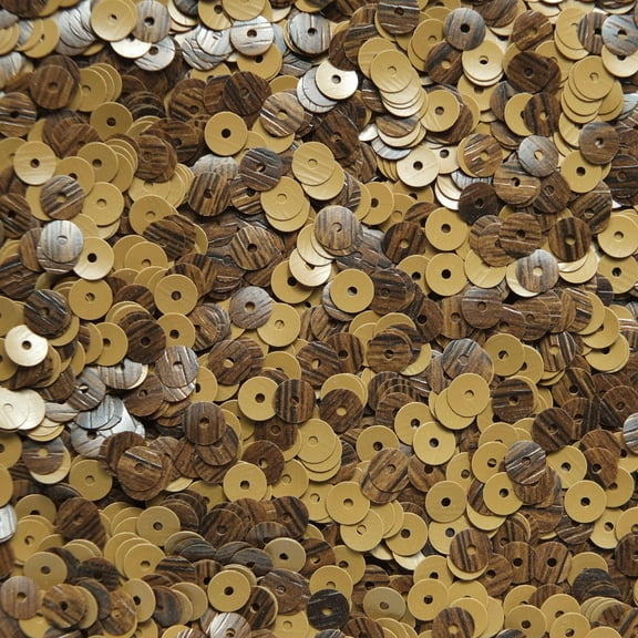 Dark Brown walnut Sequins 5mm Opaque Wood Grain Effect Made in USA