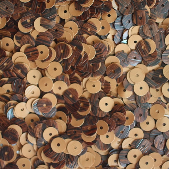 Dark Brown walnut Sequins 6mm Opaque Wood Grain Effect Made in USA