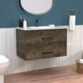 thumbnail image 1 of Dark Brown/white 20.4h" Bathroom Floating Vanity With 2 Drawer Organizers. Modern, Particle Board. Hassle- Assembly Pre-drilled Holes Organizers In Brown/white. Modern Look, Easy To Assemble, 1 of 4
