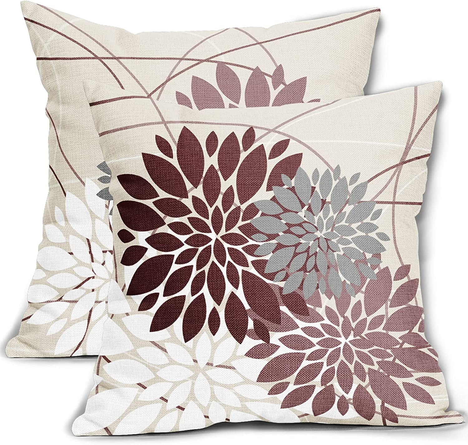 Dark Burgundy Pillow Covers 18x18 Inch Flower Red Wine Colored Pillow ...