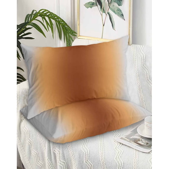 Dark Burnt Orange Grey Ombre Pillow Cases Standard Size Set of 2 - Microfiber Bed Throw Pillow Covers, Farmhouse Gradient Minimalist Decorative Lumbar Pillow Cover with Envelope Closure 20"x26"