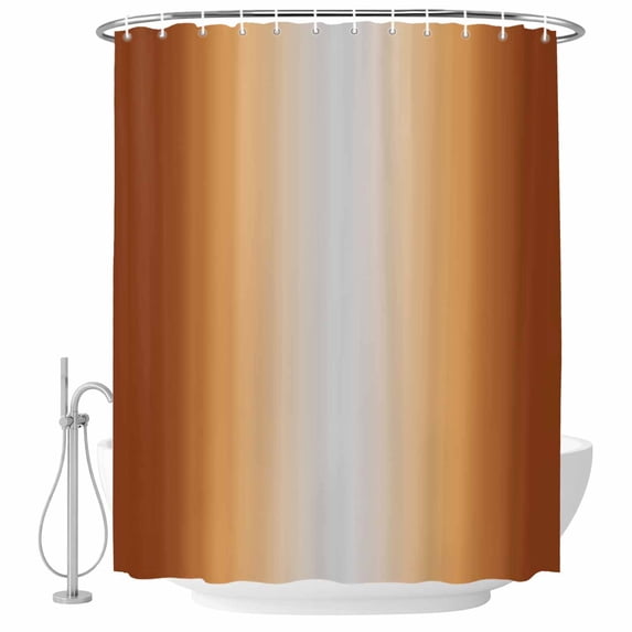 Dark Burnt Orange Ombre Shower Curtain, Waterproof Shower Curtains for Bathroom, Modern Grey Gradient Farmhouse Art Washable Fabric Bathtub Curtain Set Bath Decor with 12 Hooks Standard 72"x72"