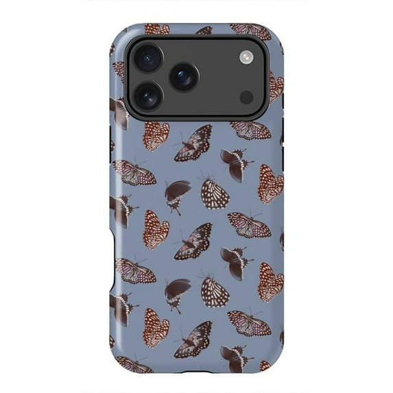 Dark Butterflies Elegant Black Blue Wing Pattern Case for iPhone 17 to 11 Pro Max
