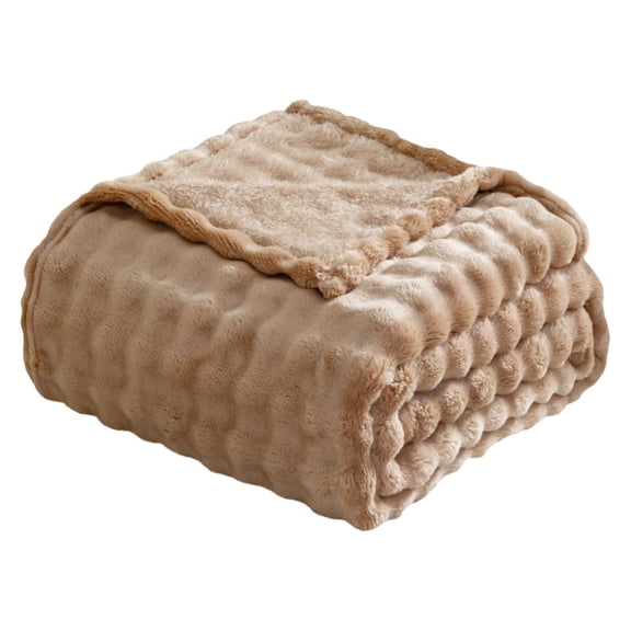 Dark Camel Throw Blanket 130*155Cm Fuzzy 3D Jacquard Decorative Flannel Fleece Super Soft Plush Cozy Blanket for Couch Sofa Chair Lightweight Ciozy