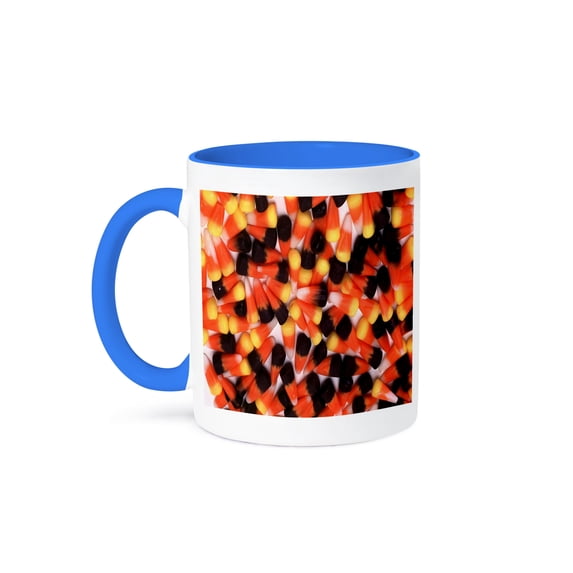 3dRose, Dark Candy Corn Halloween Treats, 11oz Two-Tone Blue Mug