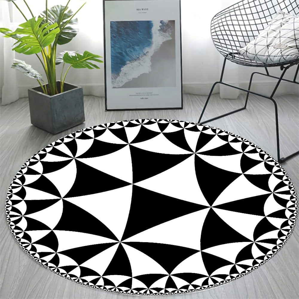 Dark Carpet Modern Geometry Pattern 3D Printed Flannel Round Area Rug ...