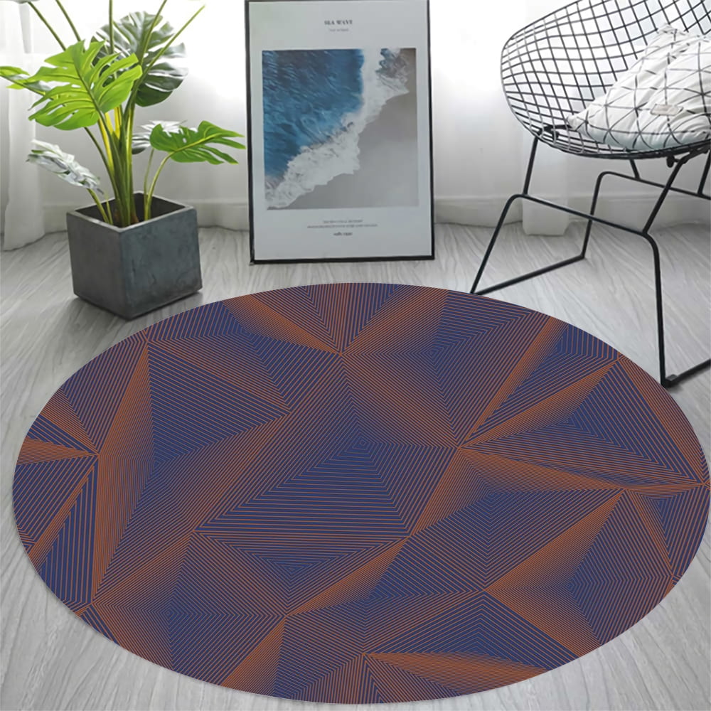 Dark Carpet Modern Geometry Pattern 3D Printed Flannel Round Area Rug ...