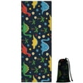 thumbnail image 1 of Dark Cartoon Dinosaurs Flowers Hearts Palm Trees Pattern Hot Yoga Mat Towel Non Slip for Hot Yoga - Quick-Drying Yoga Mat Cover with 4 Corner Pockets with Travel Bag - Hot Yoga Towel Non Slip 70"x26", 1 of 6