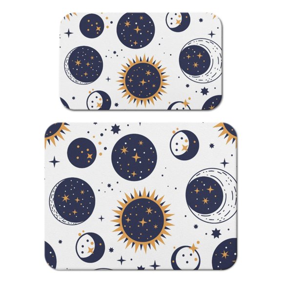 Dark Celestial Coffee Mat, Absorbent Dish Drying Pad with Gothic Moon & Star Patterns, Leak-Proof Non-Slip Kitchen Counter Mat for Coffee Bar Use