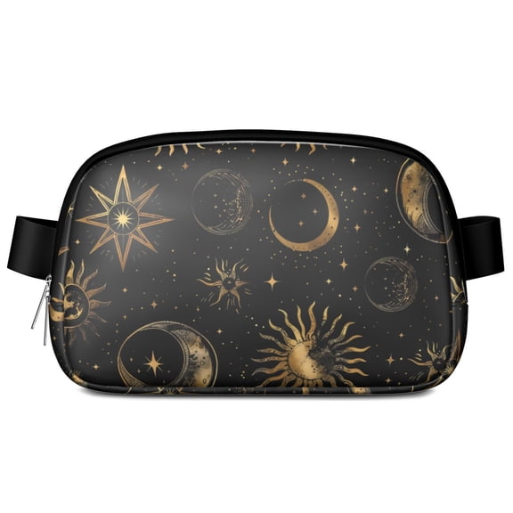 Dark Celestial Fanny Pack - Adjustable waist bag with eclipse & constellation print, gothic aesthetic for lunar lovers