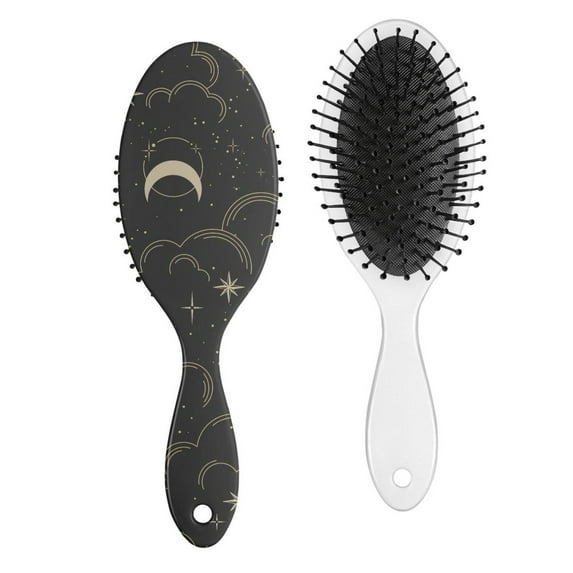 Dark Celestial Hair Brush - Round-Tip Bristles Prevent Scalp Irritation, Anti-Frizz & Smoothing, Gothic Aesthetic Hairbrush for Long Hair