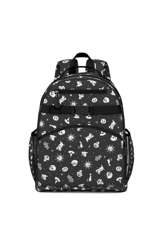 Dark Celestial Students Backpack with Gothic Moon and Starry Night Print, Cosmic Astronomical Design, Adjustable Straps and Water-resistant for Everyday Use