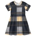 thumbnail image 1 of Dark Checkered Pattern Girls Short Sleeve Dress A Line Sun Protection Breathable Comfort Sundress 4T, 1 of 8