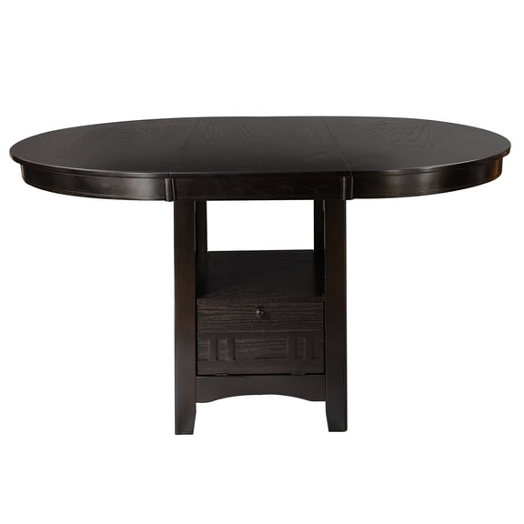 Dark Cherry Counter Height Dining Table with Extension Leaf and Storage Base, Traditional Solid Wood Pedestal Table for Casual Dining Room