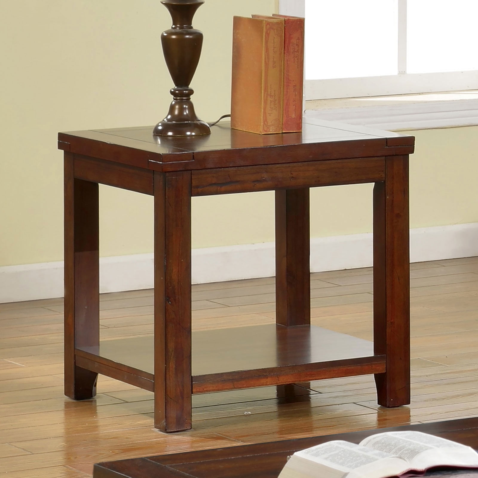 Dark Cherry End Table with Open Shelf Elevate Your Living Room