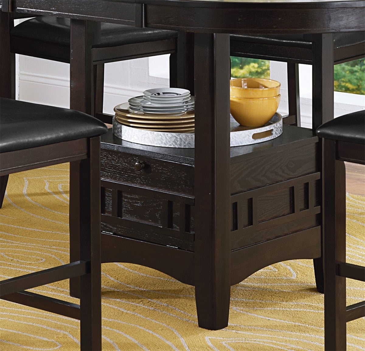 Dark Cherry Finish Counter Height 1pc Dining Table with Extension