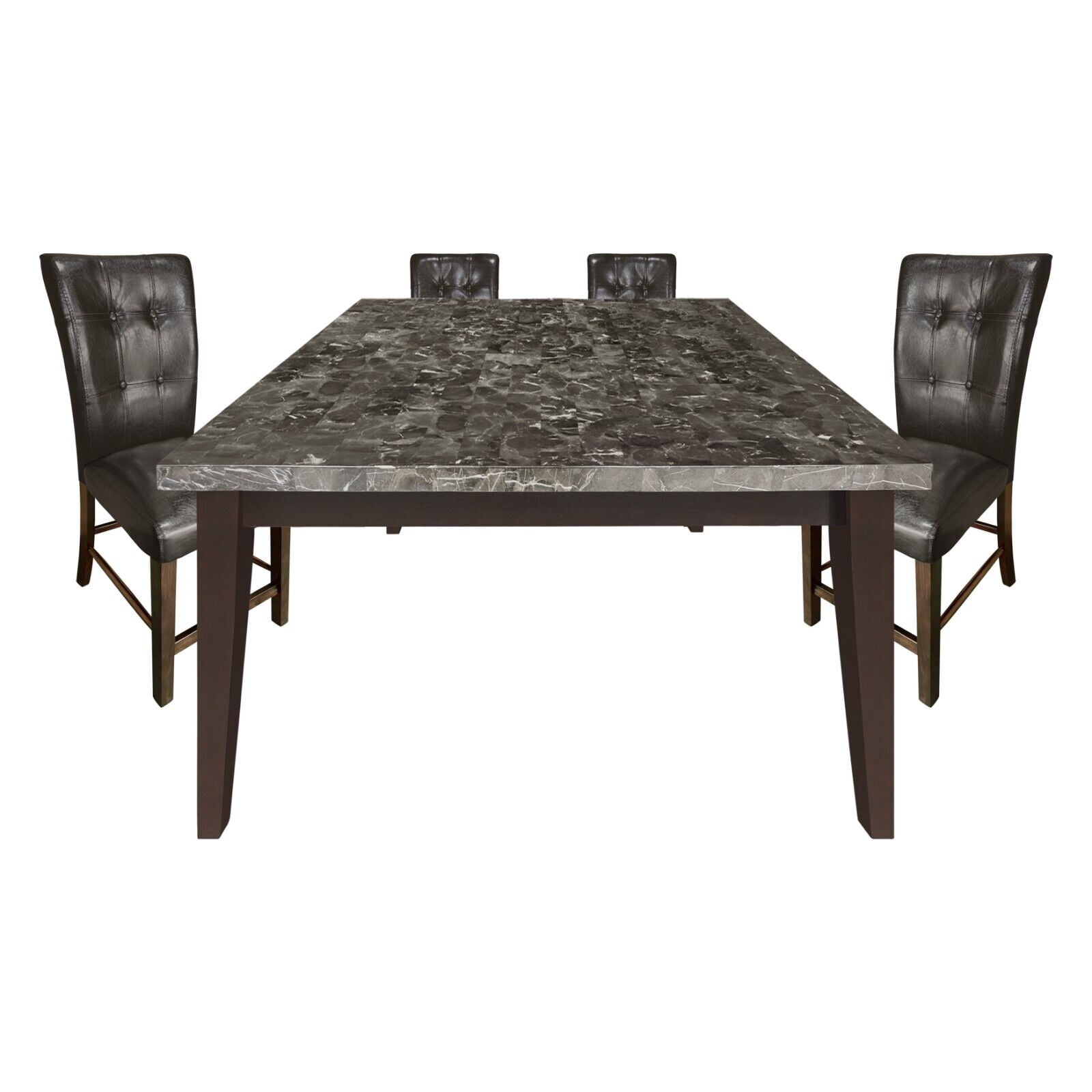 Dark Cherry Finish Dining Furniture 5pc Set Counter Height Table Marble ...