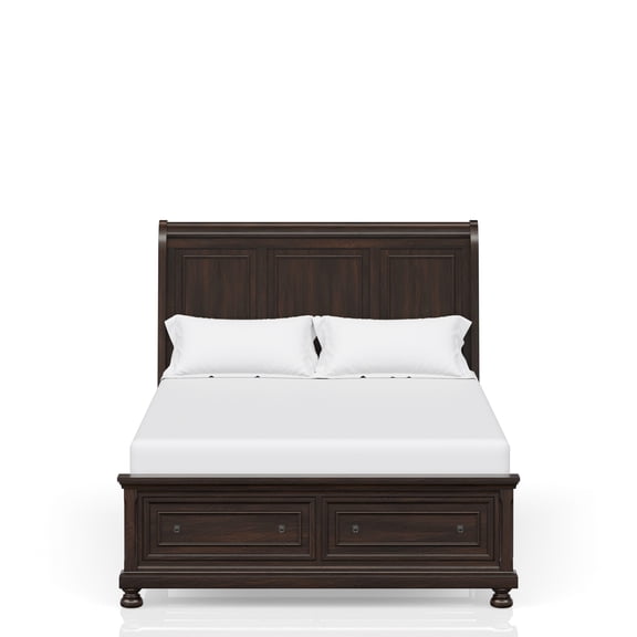 Dark Cherry King Bed With Two Storage Compartments, Cozy Sleeping Experience Bed, Elegant Appearance