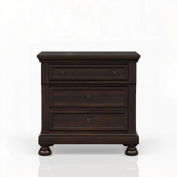 Dark Cherry Two-Drawer Nightstand with Bedroom Storage