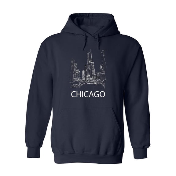 Dark Chicago Cityscape Hoodie Men -Image by Shutterstock, Male x-Large