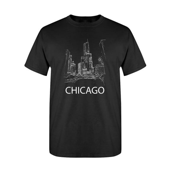 Dark Chicago Cityscape T-Shirt Men -Image by Shutterstock, Male Large